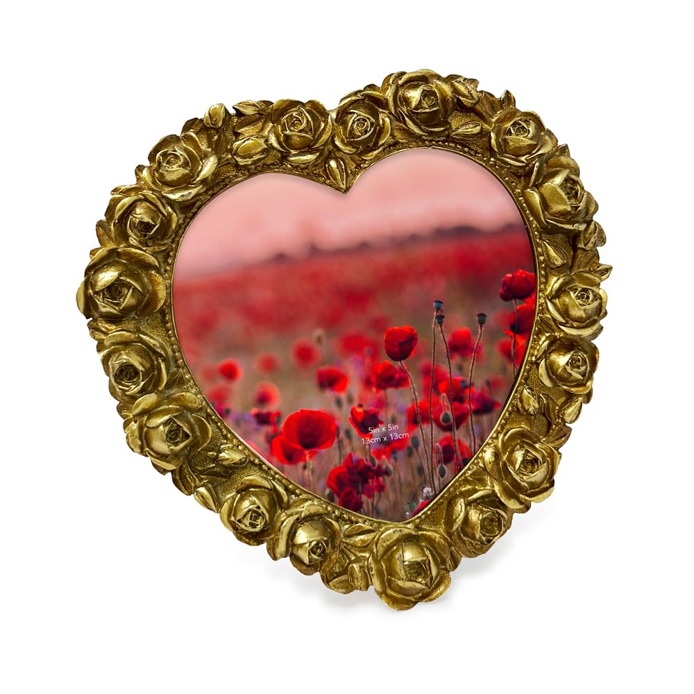 Amazon.com - Isaac Jacobs 5x5 Gold Heart Shaped Rose Border Resin